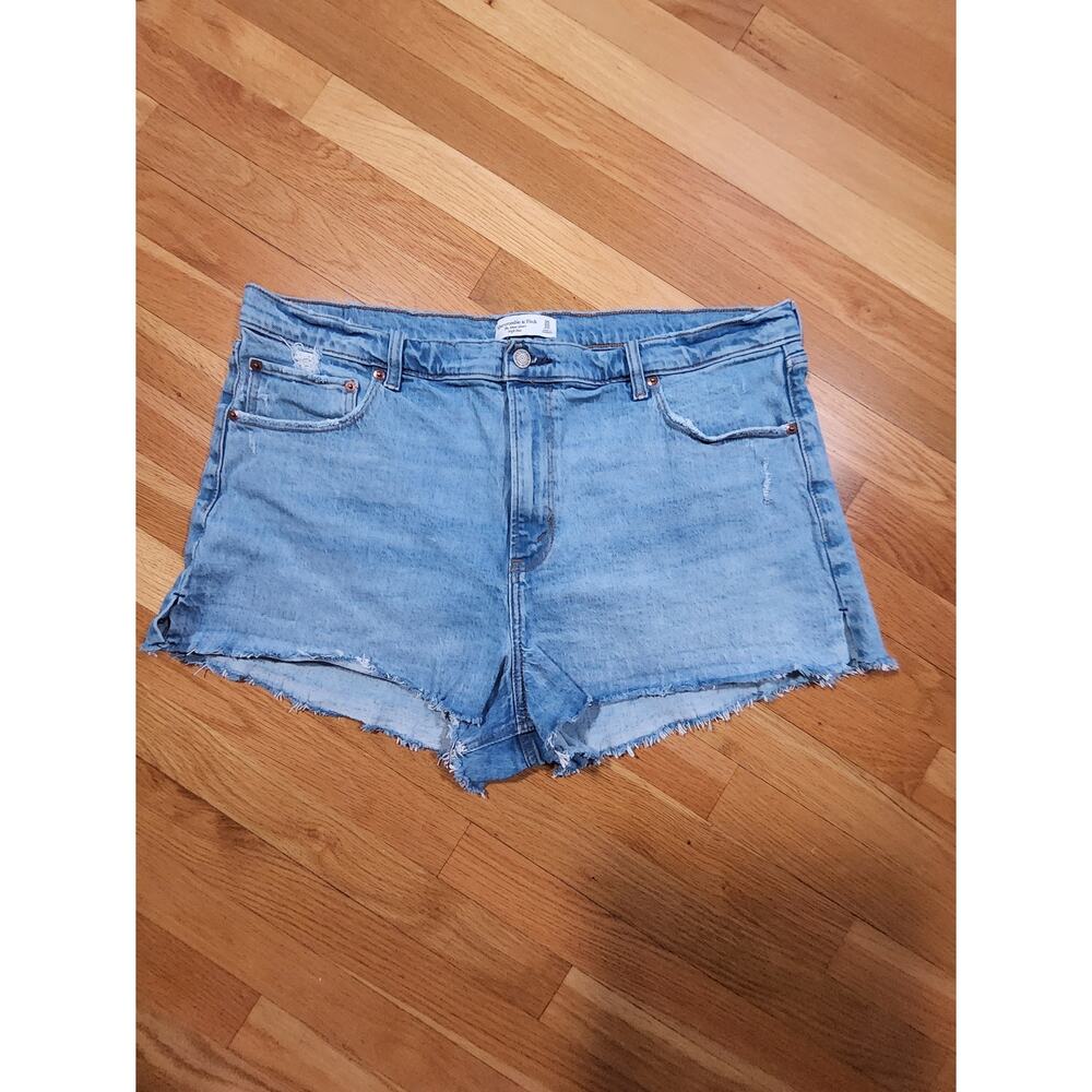 Abercrombie High Rise Raw Hem Jean Shorts